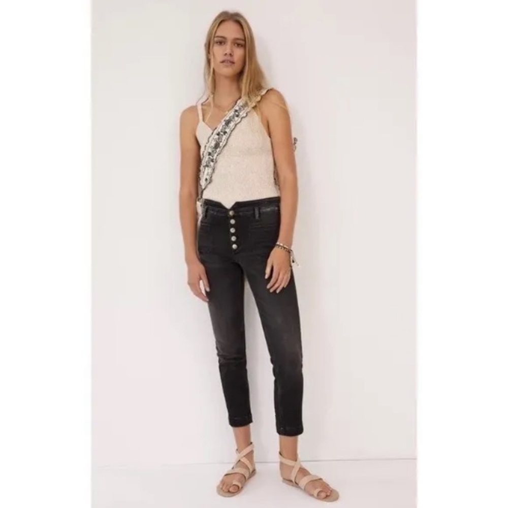 Anthropologie Pilcro and the Letterpress High Rise Slim Utility Black Jeans Fall